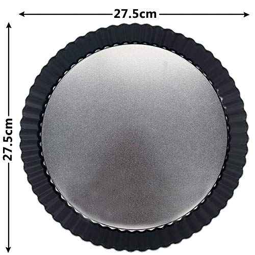 BESTZY Moldes para Quiche o Tartas de Clasico con Fondo Extraíble Envase Antiadherente Grande para Quiche | Incluye una Espátula de Silicona a Juego - (Ø 28 cm)