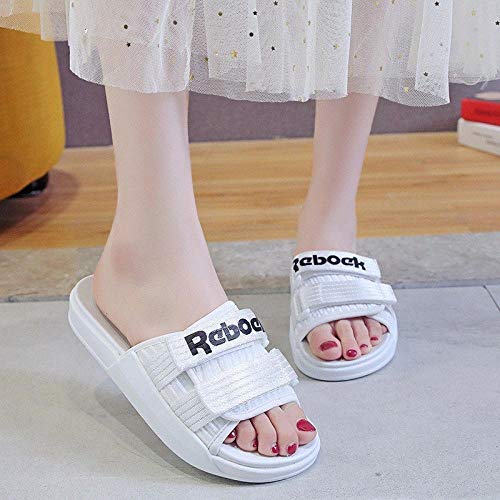 B/H Zapatos de Playa y Piscina,Zapatillas de Velcro con Plataforma de bizcocho, Sandalias Planas Deportivas-White_35,Zapatillas sin Cordones para Mujer/Hombre