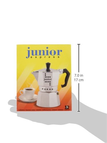 Bialetti Junior Cafetera, Aluminio, Plata, 3 Tazas
