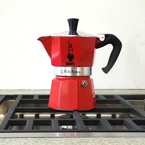 Bialetti Moka Express Red Cafetera Italiana Espresso, 3 Tazas, Aluminio, Rojo