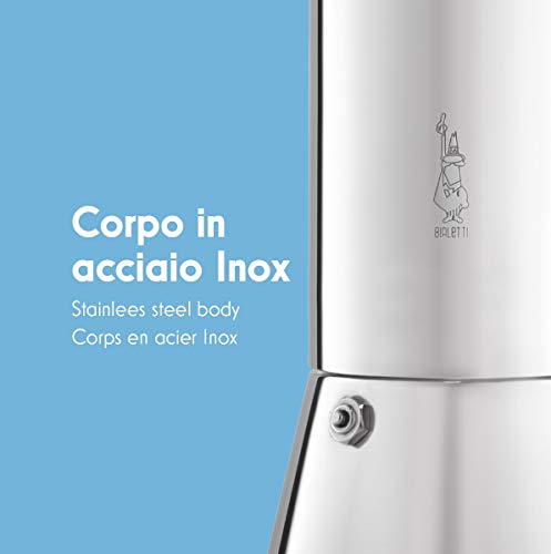 Bialetti Venus Cafetera Italiana Espresso (No Inducción), 2 Tazas, Acero, Plateado