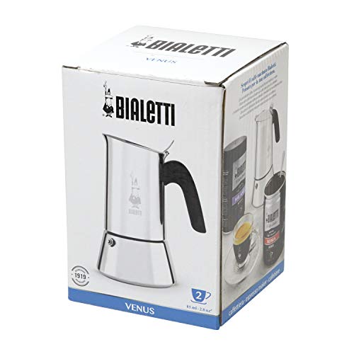 Bialetti Venus Cafetera Italiana Espresso (No Inducción), 2 Tazas, Acero, Plateado