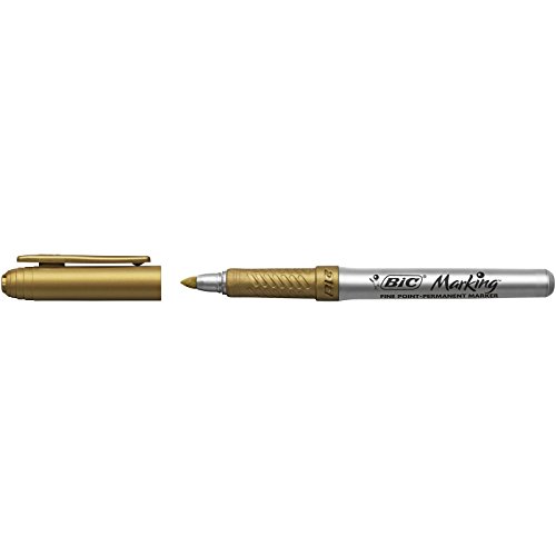 BIC Marking marcadores permanentes punta media Cónica – Oro y Plata, Blíster de 2 unidades