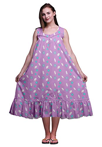 Bimba lavanda5 Hojas Estrella y del Acebo Vestido de Noche sin Mangas del Vestido de Noche sin Mangas del algodón de Las señoras de la Mitad del Becerro Vestido Maxi Large