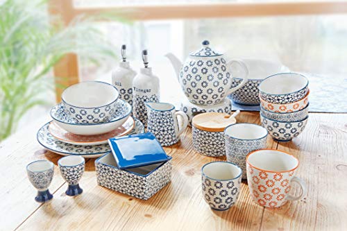 Bloomingville Juego de tres tazas de loza, azul Kristina