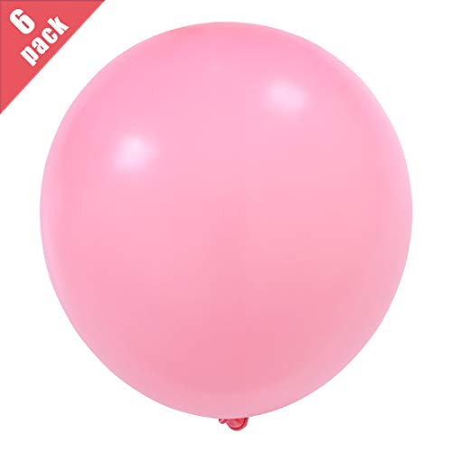 Bluelves Globos Gigantes Rosado, Globos Grandes 90 cm de Látex, Gigante Globos de Rosada para Fiestas de Colores para Cumpleaños y Bodas Ceremonia del Carnaval de Navidad, Paquete de 6