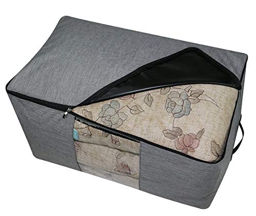 Bolsa organizadora de almacenamiento de poliéster 91L, a prueba de polillas, contenedor de casa impermeable para ático, estantería, ideal para ropa de temporada, suéteres, colchas, etc.