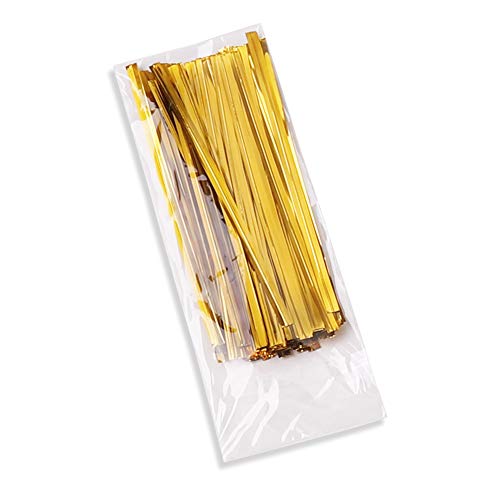 Bolsas de Cono Transparentes 100 piezas Bolsas de Celofán con lazos para dulces galletas regalos fiestas cumpleaños 19×38 cm