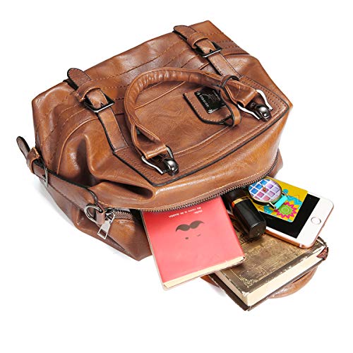 Bolsos de Mujer Retro Bolso Señora Tote, JOSEKO Bolso de Hombro de Cuero Mensajero Bolso Bandolera Bolsillos de Compras Elegantes de la Señora Trabajo Diario Vida Navidad y Fiesta