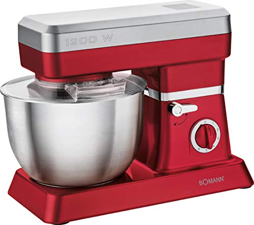 Bomann KM 398 CB Batidora amasadora repostería, 6,3 l, 8 velocidades, 1200 W, color roja, 6.3 litros, plastico/acero inoxidable, Rojo