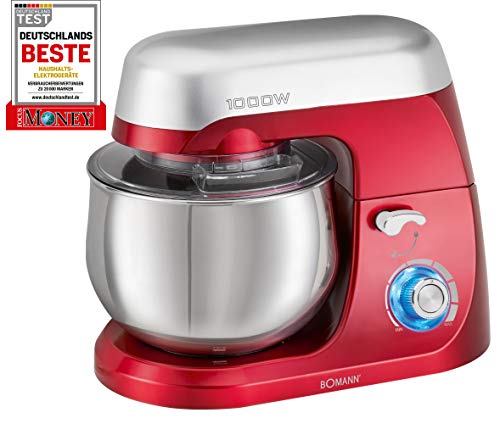 Bomann KM 6009 Batidora Amasadora Repostería Capacidad De 5 Litr, 1000 W, 5 litros, Rojo