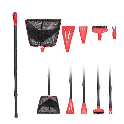 Boomboo Kit de Limpieza para acuarios 5 en 1 Juego de Limpieza para acuarios con Cepillo de Mango Largo y Otras Herramientas de Limpieza funcionales para la Limpieza del Acuario