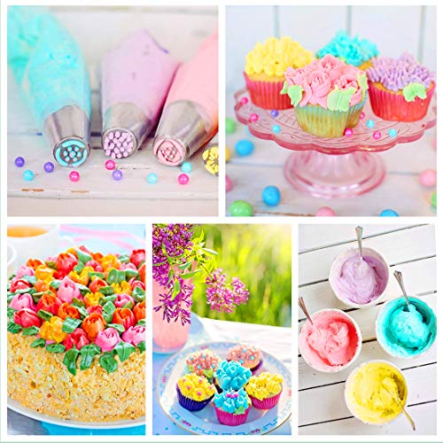 Boquillas para Manga Pastelera, 83pcs Set Boquillas, Set Decoración de Cupcakes y Tartas, Incluir 44 Boquillas, 20 Mangas Pastelera Desechables, Acopladores, Kit de Pasteles Decoración