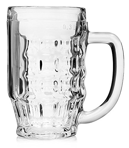 Bormioli Rocco Malles Taza de Cerveza 370ml, con la Marca de Llenado a los 300ml, 6 Vidrio