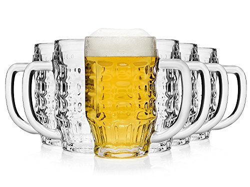 Bormioli Rocco Malles Taza de Cerveza 370ml, con la Marca de Llenado a los 300ml, 6 Vidrio