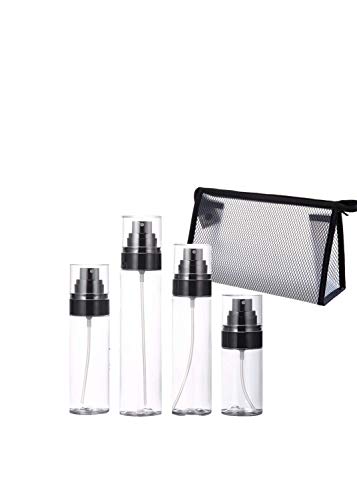 Botellas vacías de plástico con bolsa de malla rellenable para aceites esenciales, productos de limpieza o aromaterapia – Set de botellas de pulverizador y flujo duradero