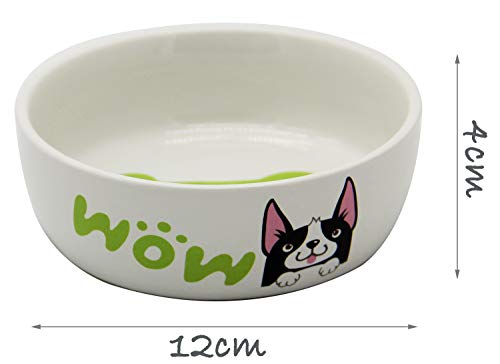 BPS 2X Comedero Bebedero Cerámica Tamaño S para Gato Perro Pequeño Mascotas Producto Alimentación con Diseño Profesional Color Blanco 12 x 4 cm Color Envia al Azar BPS-11200 * 2