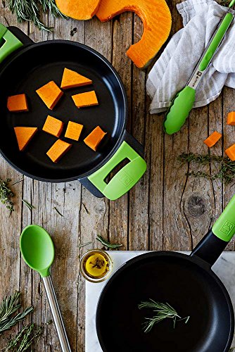BRA Prior Conjunto de 5 Utensilios de Cocina y carrusel Compuesto Aptos para el Contacto con los Alimentos, Acero Inoxidable, Verde, 14.5x15x37.5 cm