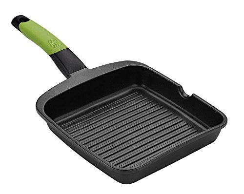 BRA PRIOR - Grill asador con rayas, aluminio fundido con antiadherente Teflon Classic, 28 cm