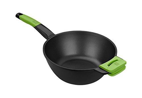 BRA PRIOR - Wok con mango, aluminio fundido con antiadherente, apto inducción, Diámetro superior 28 cm, Diámetro base 15 cm