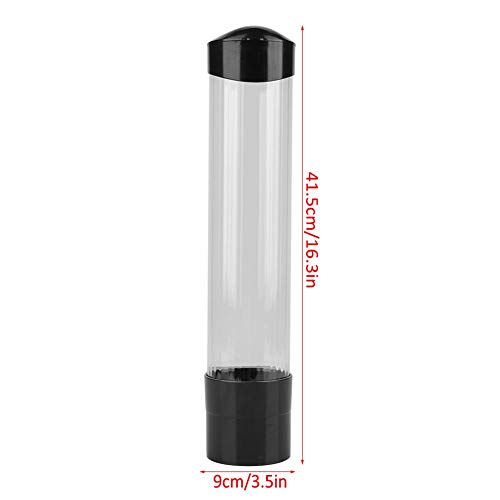 Broco Dispensador de vasos de agua Dispensador de plástico montado en la pared, 60-80 vasos Dispensador de vasos de plástico de papel Soporte de vaso con un toque(Negro)
