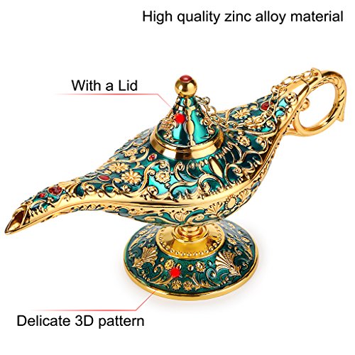 BTSKY - Lámpara de Aladín Mágica de Lujo con Caja Lámpara de Aladín Mágica, Decoración Vintage para Hogar, Oficina, Decoración de Mesa, Manualidades, Verde