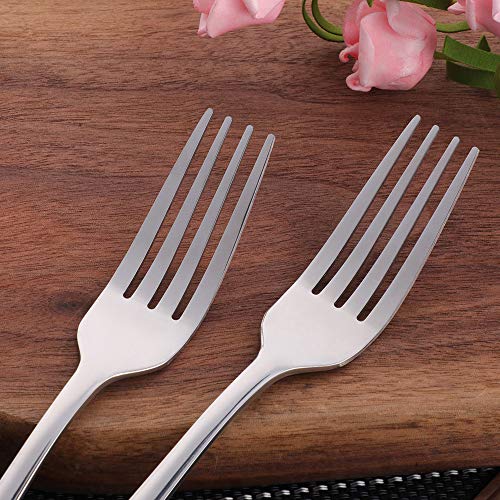 Buyer Star Tenedores de postre de plata, 12 piezas, juego de cubiertos pulidos con espejo de acero inoxidable 18/0, cubiertos para restaurante