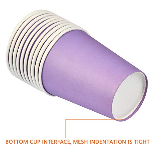 BUYGOO 120Pcs Vasos de Papel Desechable para Fiesta de 9 onzas en frío y en Caliente 12 Vasos de Papel Multicolores Actividades de Fiestas al Aire Libre para Bodas