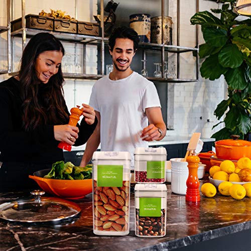 C100AE 6 Piezas Juegos de Recipientes Herméticos,Contenedor de Almacenamiento de Alimentos, Jarras de Almacenamiento de Plástico con Tapa Hermética – sin BPA