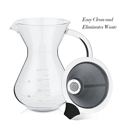 Cafetera de filtro manual de acero inoxidable con escala de 400 ml