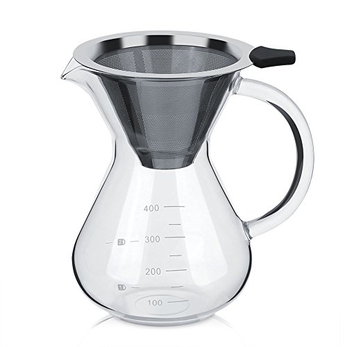Cafetera de filtro manual de acero inoxidable con escala de 400 ml