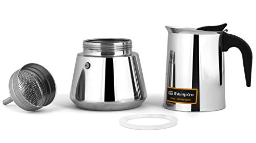 Cafetera italiana inox ORBEGOZO KFI460 | ORBEGOZO 4 tazas Induccion Vitro Gas Electrico