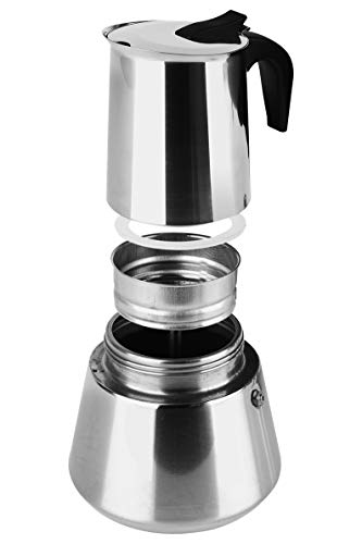 Cafetera italiana inox ORBEGOZO KFI460 | ORBEGOZO 4 tazas Induccion Vitro Gas Electrico