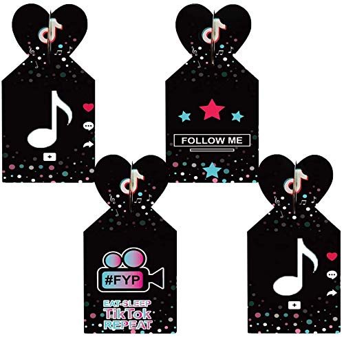 Caicainiu - Paquete de 16 cajas de regalo de dulces Tik Tok, suministros de fiesta temáticos Tik Tok, cajas de aperitivos para fiestas de cumpleaños para niños