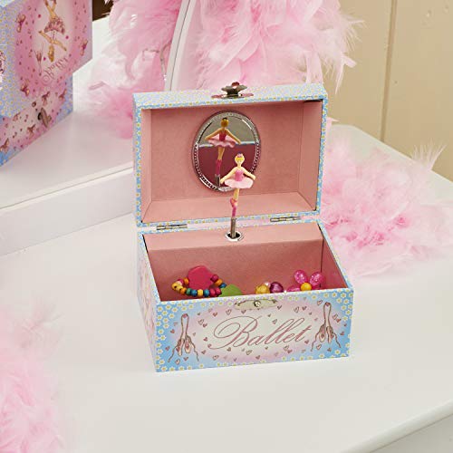 Caja de música con bailarina de Lucy Locket para niños - Joyero infantil de color rosa y azul brillante
