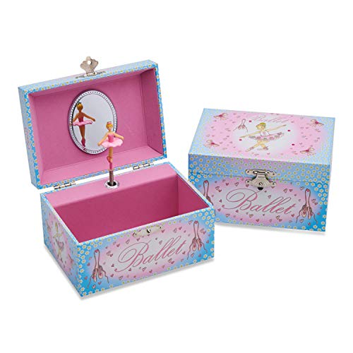 Caja de música con bailarina de Lucy Locket para niños - Joyero infantil de color rosa y azul brillante