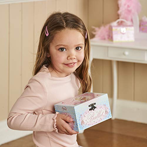Caja de música con bailarina de Lucy Locket para niños - Joyero infantil de color rosa y azul brillante