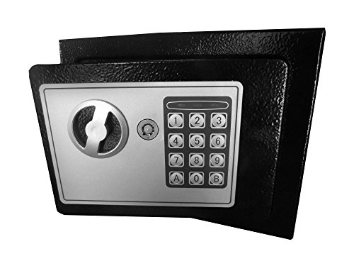 Caja fuerte de seguridad electrónica con teclado y cerradura para llave, tornillos de anclaje y pilas incluidas