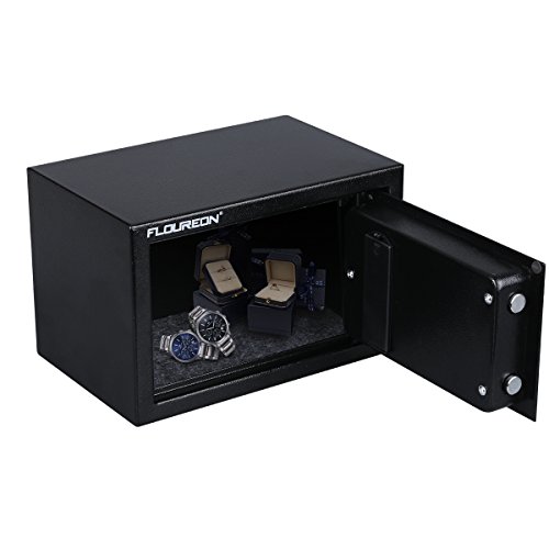 Caja Fuerte de Seguridad, FLOUREON 8.5L Cerradura de Teclado Electrónica Sólida de Caja de Seguridad, Oficina de Hotel Joyas Comerciales Uso de Efectivo Almacenamiento, 31x 20x 20cm, Negro