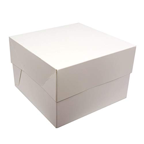 Cajas para pasteles. Cuadradas. Blancas. Paquete de 5. ¡Ideales para llevar tus creaciones!, Blanco, 10" (25,4 cm)