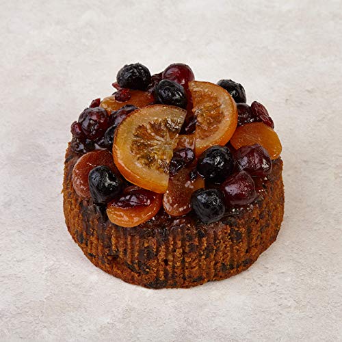 Cakeology Co. Bakery - Pastel de 14 cm en lata - Pastel de frutas con brandy, decorado a mano con frutas glaseadas, 765 g