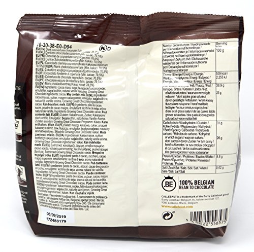 Callebaut N° 70-30-38 (70,5%) - Cobertura de Chocolate Negro Belga - Finest Belgian Dark Chocolate (Callets) 400g