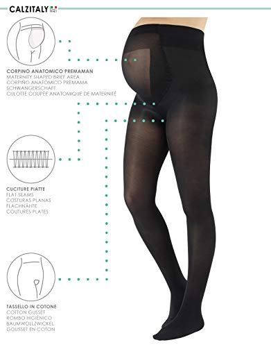 CALZITALY 2 Pares Medias Premama Opacas | Panty Para Futura Mama | 40 Den | Negro, Azul Marino | S, M, L, XL | Calcetería Italiana | (M, Negro)