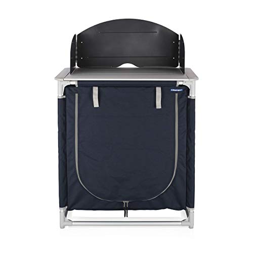 CAMPART Travel KI-0752 Cocina de camping Valencia, Con paravientos, Bolsa de almacenamiento incluida, 1 puerta, Azul