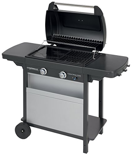 Campingaz 2 Series Classic LX Vario Barbacoa a Gas, BBQ con 2 Quemadores, 7.5 KW, Plancha y Parrilla de Acero Estampado, 2 Mesas Laterales