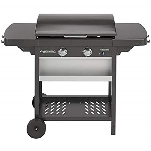 Campingaz Plancha de Gas EX, 2 Quemadores de Acero, 7.5 kW de Potencia, Carrito y 2 Mesas Plegables, Plancha Grande Antiadherente