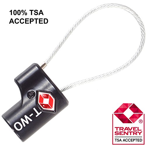 Candado Cable con Llave TSA - Cable Acero Flexible Antirobo Maleta. Cerradura Pequeño para Funda Maletas de Viaje Caja Herramientas Taquillas Vestuario Locker : Candados Cables con Llaves Negro 2