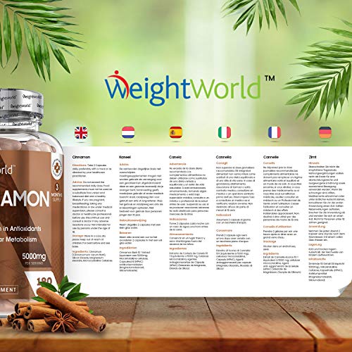 Canela de Ceilán Pura Dosis Potente de 4000mg | Antiinflamatorio Natural y Antioxidante con Vitaminas, Mejora Sistema Inmunológico, Suplemento Para Adelgazar, Para Veganos y Celiacos, 60 Cápsulas