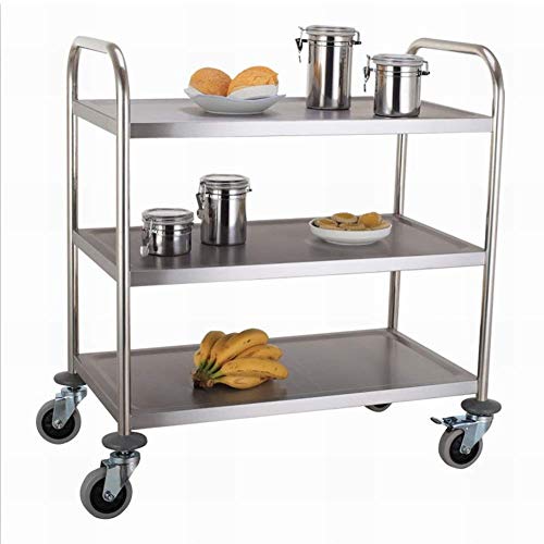 CART Carros de servicios médicos para el hogar Carros de mano Carro de hostelería de acero inoxidable con rueda de freno, carro de servicio pesado de 2/3 niveles para restaurantes Carro de herramient