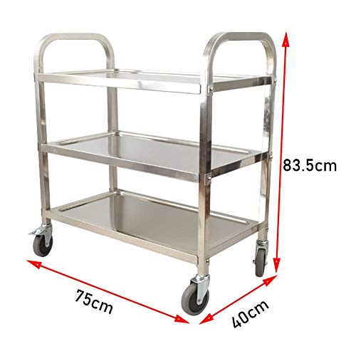 CART Carros de servicios médicos para el hogar Carros de mano Carro de hostelería de acero inoxidable con rueda de freno, carro de servicio pesado de 2/3 niveles para restaurantes Carro de herramient